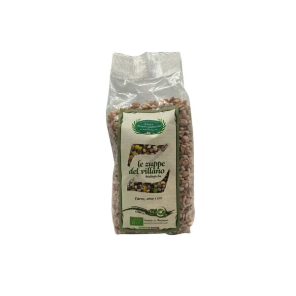 Zuppa del villano orzo farro e ceci